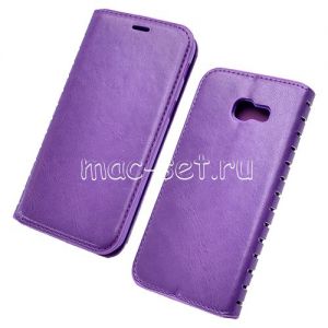 Чехол-книжка кожаный для Samsung Galaxy A3 (2017) A320 (сиреневый) Book Case New
