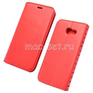 Чехол-книжка кожаный для Samsung Galaxy A3 (2017) A320 (красный) Book Case New