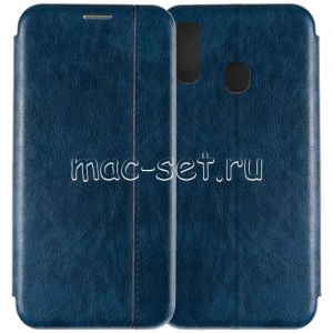 Чехол-книжка кожаный для Samsung Galaxy A40 A405 (синий) Retro Case