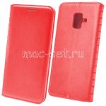 Чехол-книжка кожаный для Samsung Galaxy A6 (2018) A600 (красный) Book Case New