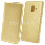 Чехол-книжка кожаный для Samsung Galaxy A6 (2018) A600 (золотистый) Book Case New