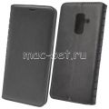 Чехол-книжка кожаный для Samsung Galaxy A6+ (2018) A605 (черный) Book Case New