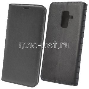Чехол-книжка кожаный для Samsung Galaxy A6+ (2018) A605 (черный) Book Case New