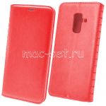 Чехол-книжка кожаный для Samsung Galaxy A6+ (2018) A605 (красный) Book Case New