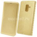 Чехол-книжка кожаный для Samsung Galaxy A6+ (2018) A605 (золотистый) Book Case New