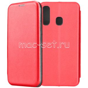 Чехол-книжка кожаный для Samsung Galaxy A60 A6060 (красный) Fashion Case
