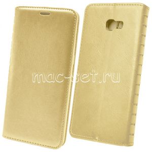 Чехол-книжка кожаный для Samsung Galaxy A7 (2017) A720 (золотистый) Book Case New