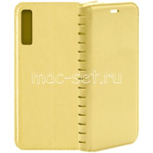 Чехол-книжка кожаный для Samsung Galaxy A7 (2018) A750 (золотистый) Book Case New