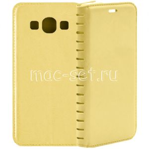 Чехол-книжка кожаный для Samsung Galaxy A7 A700 (золотистый) Book Case New