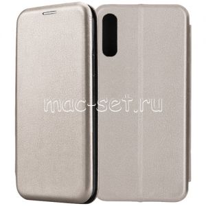 Чехол-книжка кожаный для Samsung Galaxy A70 A705 (серый) Fashion Case