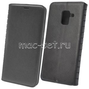 Чехол-книжка кожаный для Samsung Galaxy A8+ (2018) A730 (черный) Book Case New