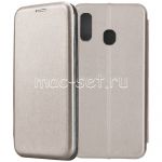 Чехол-книжка кожаный для Samsung Galaxy A40 A405 (серый) Fashion Case
