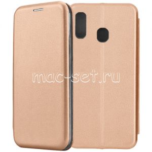Чехол-книжка кожаный для Samsung Galaxy A40 A405 (розовый) Fashion Case