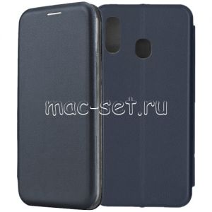 Чехол-книжка кожаный для Samsung Galaxy A40 A405 (синий) Fashion Case