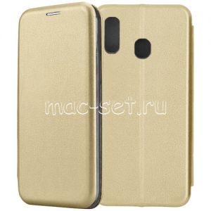Чехол-книжка кожаный для Samsung Galaxy A40 A405 (золотистый) Fashion Case