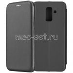 Чехол-книжка кожаный для Samsung Galaxy A6+ (2018) A605 (черный) Fashion Case