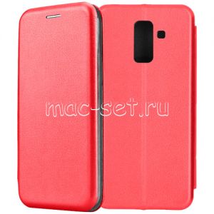 Чехол-книжка кожаный для Samsung Galaxy A6+ (2018) A605 (красный) Fashion Case