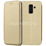 Чехол-книжка кожаный для Samsung Galaxy A6+ (2018) A605 (золотистый) Fashion Case