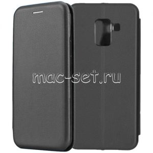 Чехол-книжка кожаный для Samsung Galaxy A8+ (2018) A730 (черный) Fashion Case