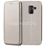 Чехол-книжка кожаный для Samsung Galaxy A8 (2018) A530 (серый) Fashion Case