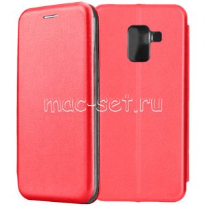 Чехол-книжка кожаный для Samsung Galaxy A8+ (2018) A730 (красный) Fashion Case