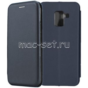 Чехол-книжка кожаный для Samsung Galaxy A8 (2018) A530 (синий) Fashion Case