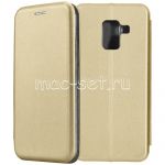 Чехол-книжка кожаный для Samsung Galaxy A8+ (2018) A730 (золотистый) Fashion Case