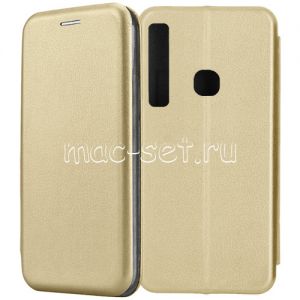 Чехол-книжка кожаный для Samsung Galaxy A9 (2018) A920 (золотистый) Fashion Case