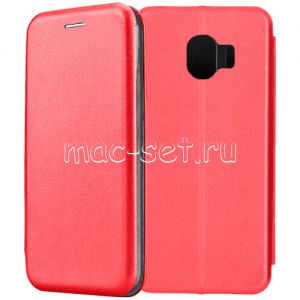 Чехол-книжка кожаный для Samsung Galaxy J2 (2018) J250 (красный) Fashion Case