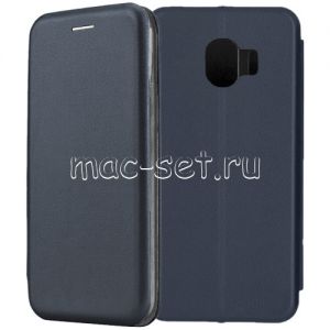 Чехол-книжка кожаный для Samsung Galaxy J2 (2018) J250 (синий) Fashion Case