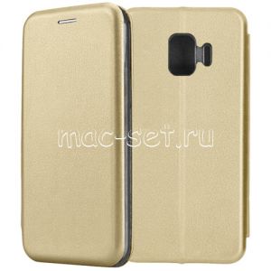 Чехол-книжка кожаный для Samsung Galaxy J2 core J260 (золотистый) Fashion Case