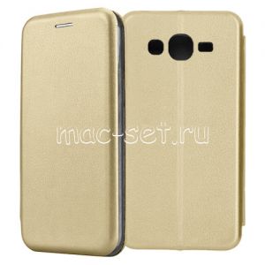 Чехол-книжка кожаный для Samsung Galaxy J2 Prime G532 (золотистый) Fashion Case