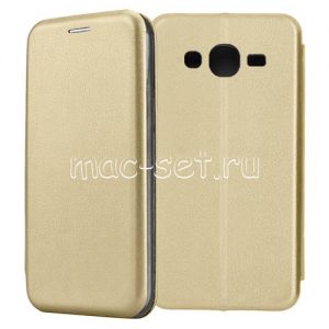 Чехол-книжка кожаный для Samsung Galaxy J3 (2016) J320 (золотистый) Fashion Case