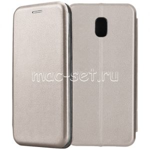 Чехол-книжка кожаный для Samsung Galaxy J3 (2017) J330 (серый) Fashion Case