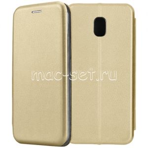 Чехол-книжка кожаный для Samsung Galaxy J3 (2017) J330 (золотистый) Fashion Case