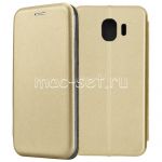 Чехол-книжка кожаный для Samsung Galaxy J4 (2018) J400 (золотистый) Fashion Case