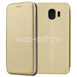 Чехол-книжка кожаный для Samsung Galaxy J4 (2018) J400 (золотистый) Fashion Case