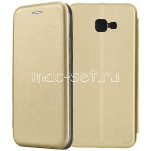 Чехол-книжка кожаный для Samsung Galaxy J4+ J415 (золотистый) Fashion Case