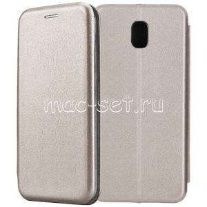 Чехол-книжка кожаный для Samsung Galaxy J5 (2017) J530 (серый) Fashion Case
