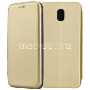 Чехол-книжка кожаный для Samsung Galaxy J5 (2017) J530 (золотистый) Fashion Case