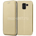Чехол-книжка кожаный для Samsung Galaxy J6 (2018) J600 (золотистый) Fashion Case