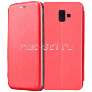 Чехол-книжка кожаный для Samsung Galaxy J6+ J610 (красный) Fashion Case