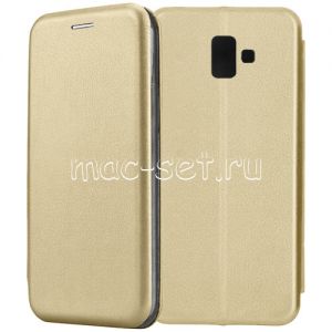 Чехол-книжка кожаный для Samsung Galaxy J6+ J610 (золотистый) Fashion Case