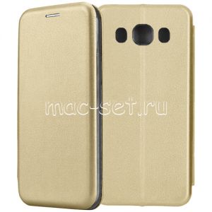 Чехол-книжка кожаный для Samsung Galaxy J7 (2016) J710 (золотистый) Fashion Case