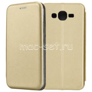 Чехол-книжка кожаный для Samsung Galaxy J7 Neo J701 (золотистый) Fashion Case