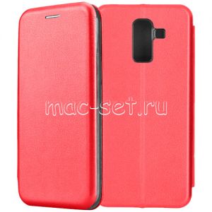 Чехол-книжка кожаный для Samsung Galaxy J8 J810 (красный) Fashion Case