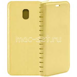 Чехол-книжка кожаный для Samsung Galaxy J3 (2017) J330 (золотистый) Book Case New