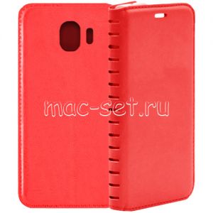 Чехол-книжка кожаный для Samsung Galaxy J4 (2018) J400 (красный) Book Case New