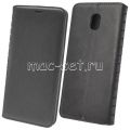 Чехол-книжка кожаный для Samsung Galaxy J5 (2017) J530 (черный) Book Case New
