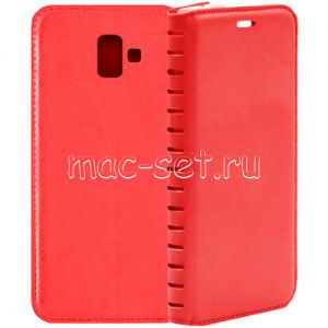 Чехол-книжка кожаный для Samsung Galaxy J6+ J610 (красный) Book Case New